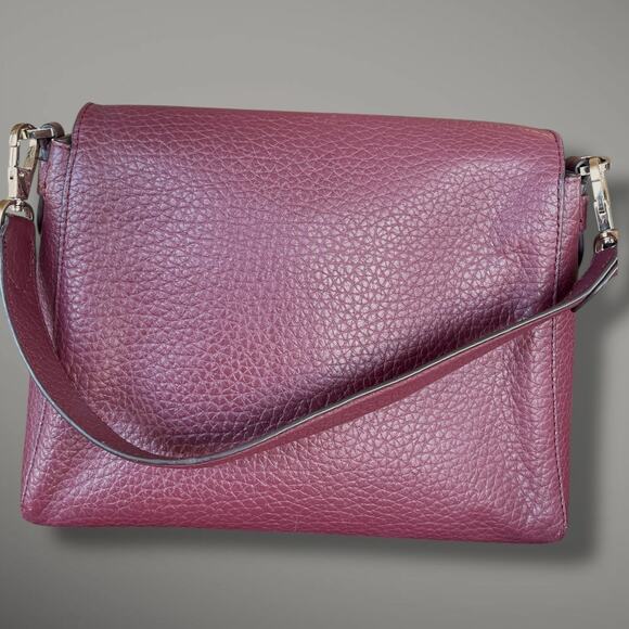 KATE SPACE NEW YORK Deep Burgundy Pebble Leather Shoulder Bag Great Condition - Picture 5 of 15